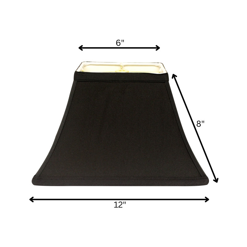 Abat-jour rectangulaire rigide en forme de cloche avec monteur de rondelle - abat-jour en tissu shantung noir avec doublure blanche, 5 po de haut x 12 po de bas x 9 po de hauteur