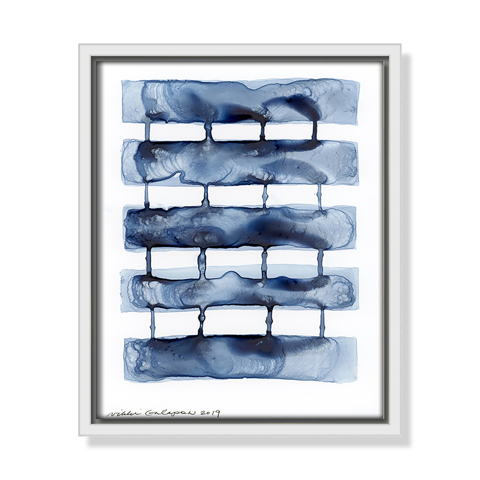 Gareth "Stitched Together I" Print by Nikki Galapon, 11.5" H x 9.5" W x 2" D, White Framed Canvas