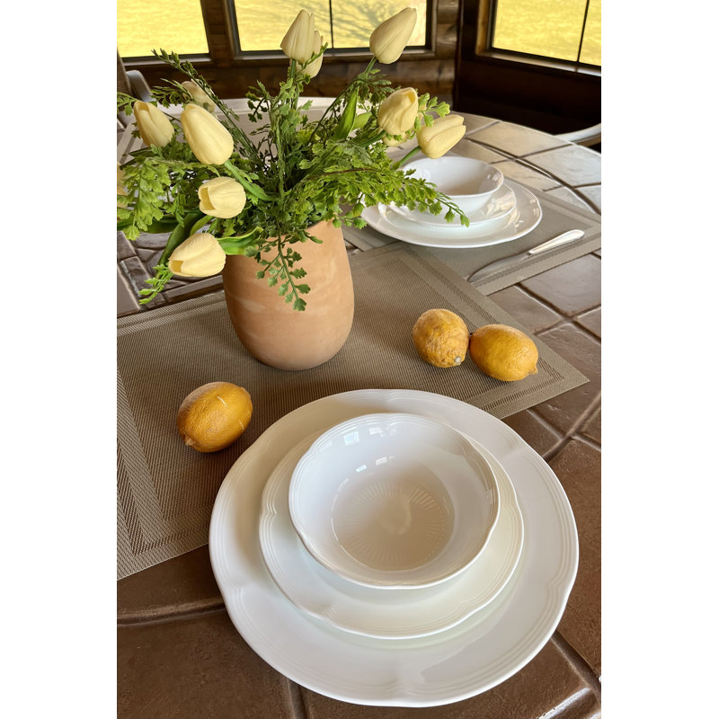 Assiette à salade en porcelaine blanche durable Plum Blossom
