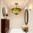 3-light Tiffany  Stained Glass Semi Flush Mount With Bulbs Included