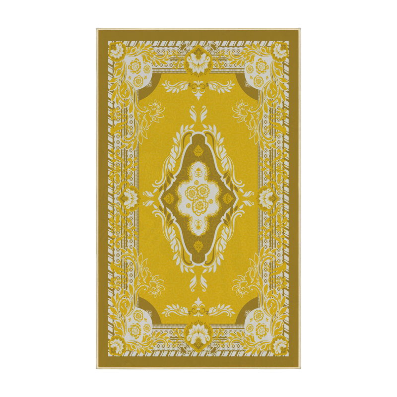 Tapis oriental vert en polyester tissé à la machine, Rectangle 2 pi x 3 pi