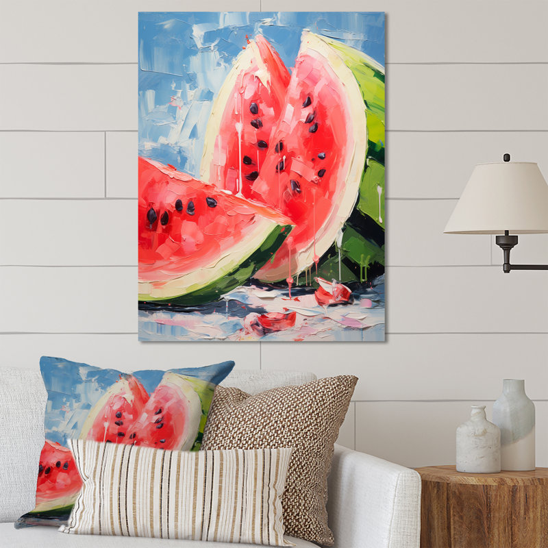 «Summertime Watermelon Fruit 2 - Fruits», art mural en métal, H 20 po x l 12 po x P 1 po