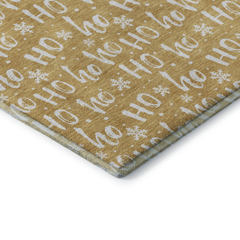 Premium Machine Washable Dockside AMF1814 HoHoHo Snowy Christmas Rug, Rectangle 10' x 14'
