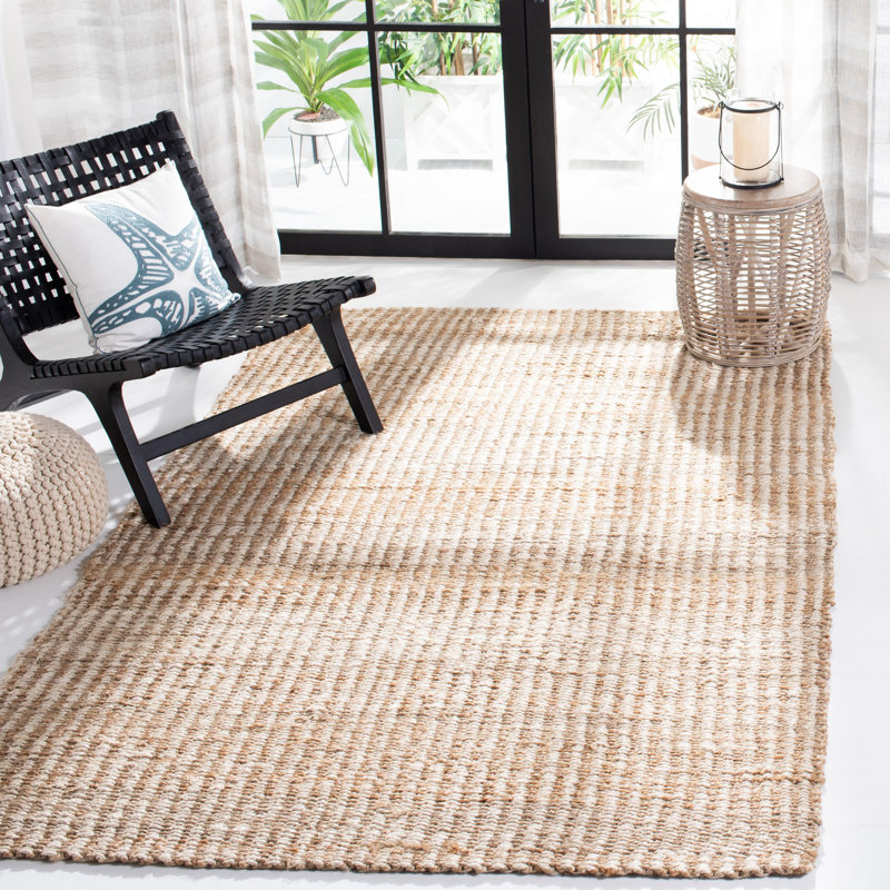 Tapis ivoire tissé à la main Chester, Rectangle de 5 pi x 8 pi