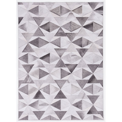Jameown Patchwork Faux Cowhide Gray/Black Printed Area Rug
