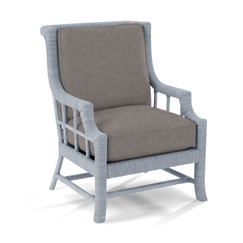 Fauteuil Lafayette, Verre de mer, Bleu géométrique 0425-63