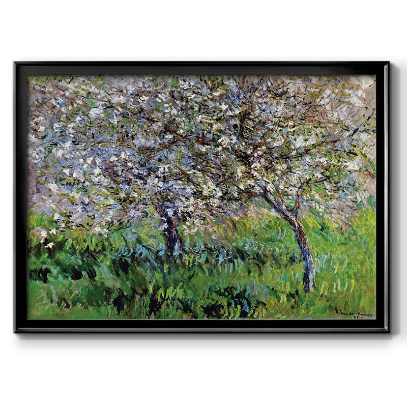 Pommiers en fleurs à Giverny, 1900, reproduction d'art sur toile, H 14 po x l 20 po x P 1,5 po, Noir