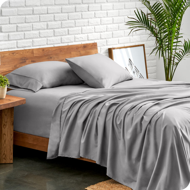 Ensemble de draps en microfibre Bare Home, Gris clair, Ensemble de draps pour lit simple + 1 drap-housse 
