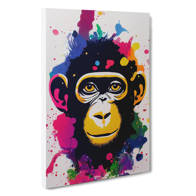Monkey Paint Splash No.3 - Wrapped Canvas, 60cm H x 40cm W x 3cm D
