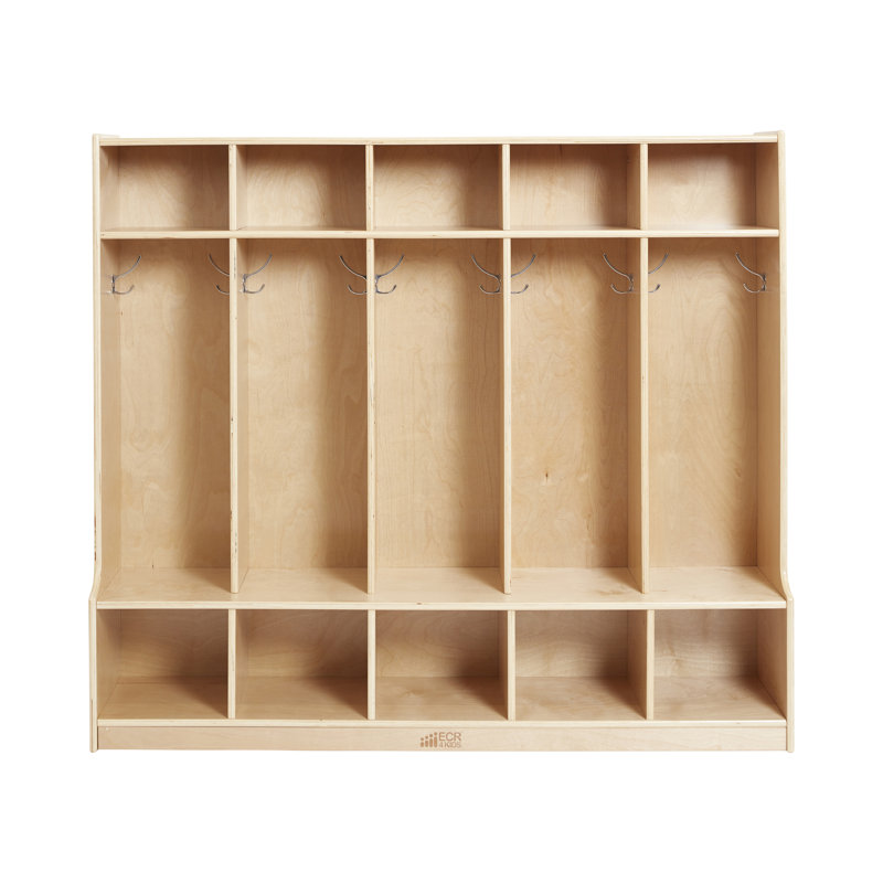 Natural Birch 5-Section Coat Locker with Bench