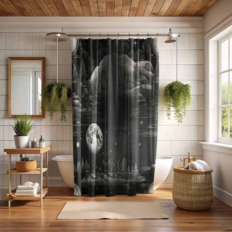 Lashay Abstract Shower Curtain, 74"H x 71"W