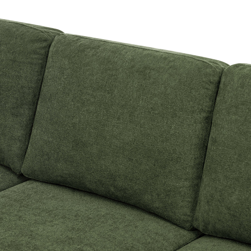 Calianna Upholstered U-Shaped Sectional Reversible, Dark Green Polyester Blend