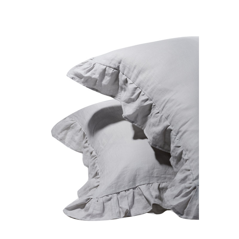  Stone Washed Linen Euro Shams, 26"x26", Gray