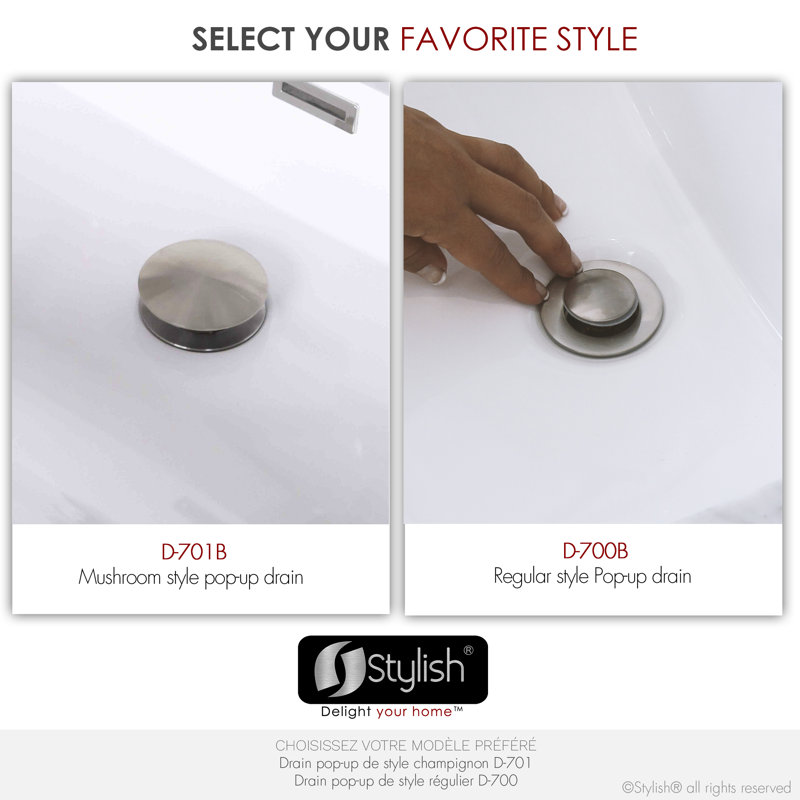 Élan Pop-Up Bathroom Sink Drain With Overflow, Brushed Nickel