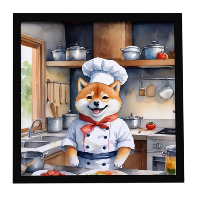 Shiba Inu The Chef Framed Metal Print