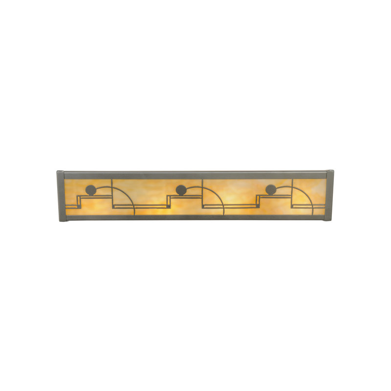 Nickel 24" Art Deco Vanity Light with Beige Shade