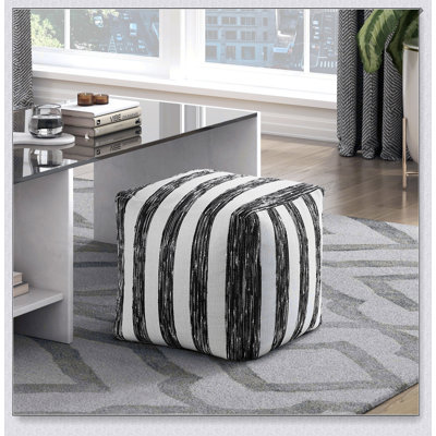 Repose-pieds rembourré en tissu noir et blanc Modern