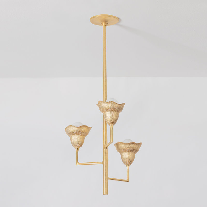 Alora 3 Light Chandelier, Vintage Gold Leaf/Gilded Ivory