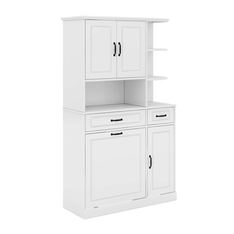 Grande armoire de rangement autoportante avec tiroirs, portes, tablettes réglables et tiroir rabattable