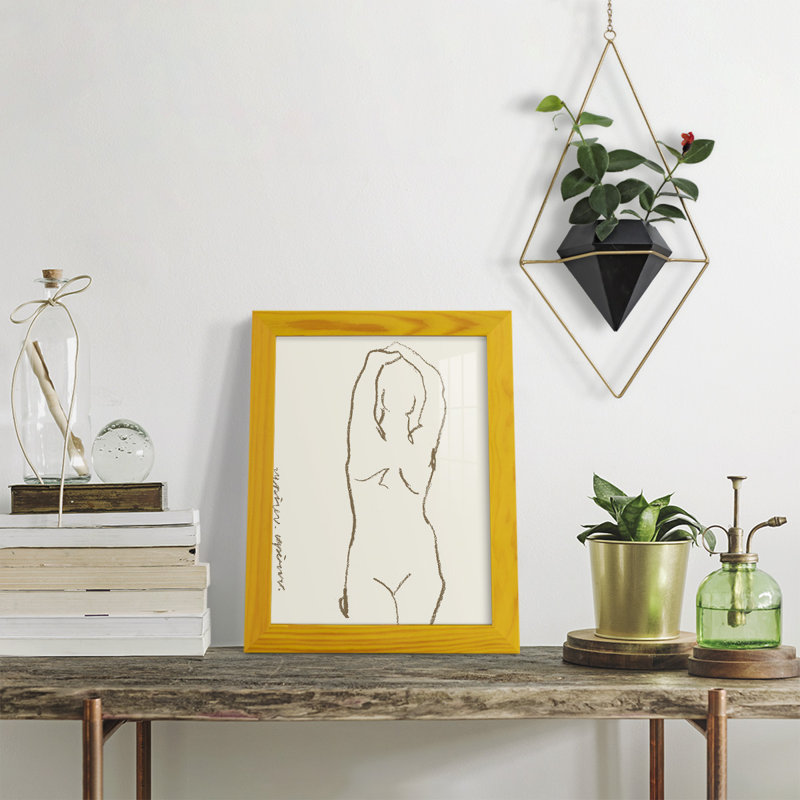 Toi et moi I, impression sur papier, H 15 po x l 12 po x P 1 po, Cadre jaune