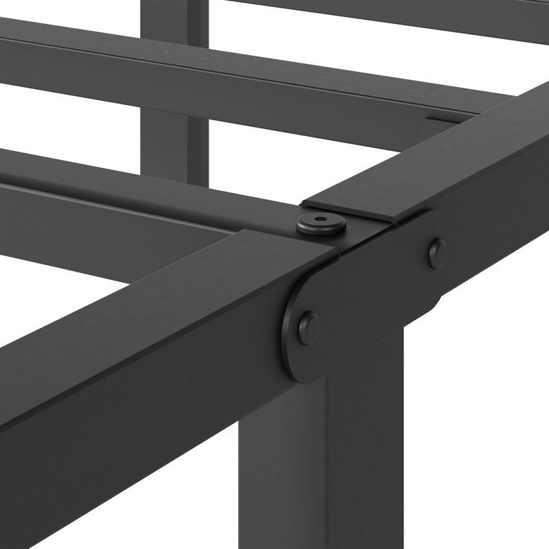 Structure de lit en métal de 18 po, très grand sommier sans fente, fentes pour fixation de la tête de lit, pas de bruit, 18"