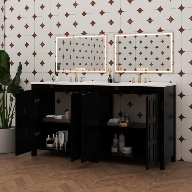 Ensemble de meuble-lavabo 72 po avec double meuble-lavabo double et lavabo en céramique