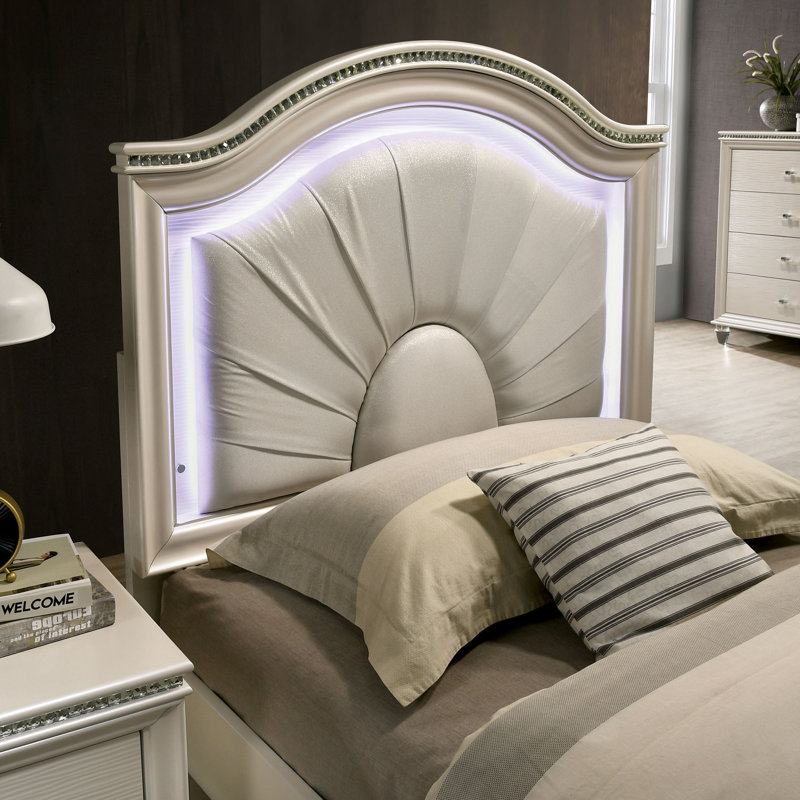 Ensemble de chambre à coucher 2 pièces Sienna, Pearl White, 3 Pcs: Bed, 2 Nightstands, Full