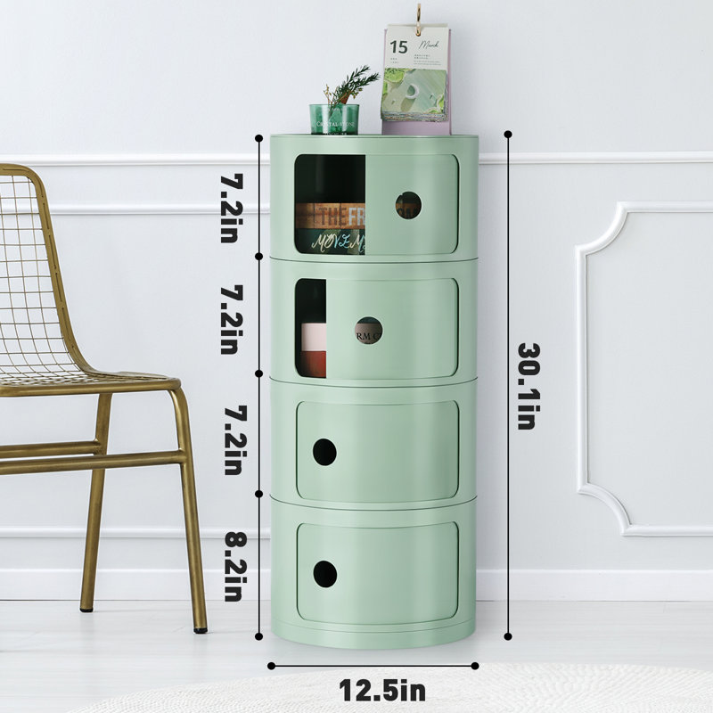 Table de chevet 4 tiroirs Pietsch, Vert matcha
