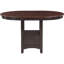 Table de salle à manger extensible couleur châtaigne, structure, mélange classique-moderne, pour la décoration de la pièce. Table brun moyen, élégant pied central, idéale pour les réunions de famille ou entre amis.