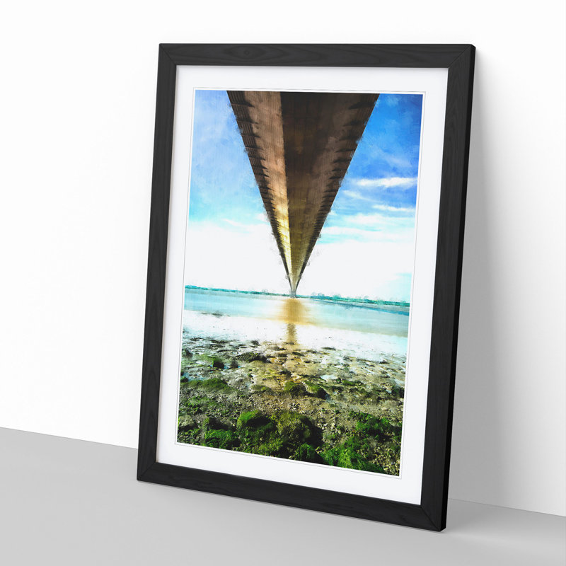 Humber Bridge - Picture Frame Graphic Art, 48cm H x 36cm W x 2cm D, Black Framed