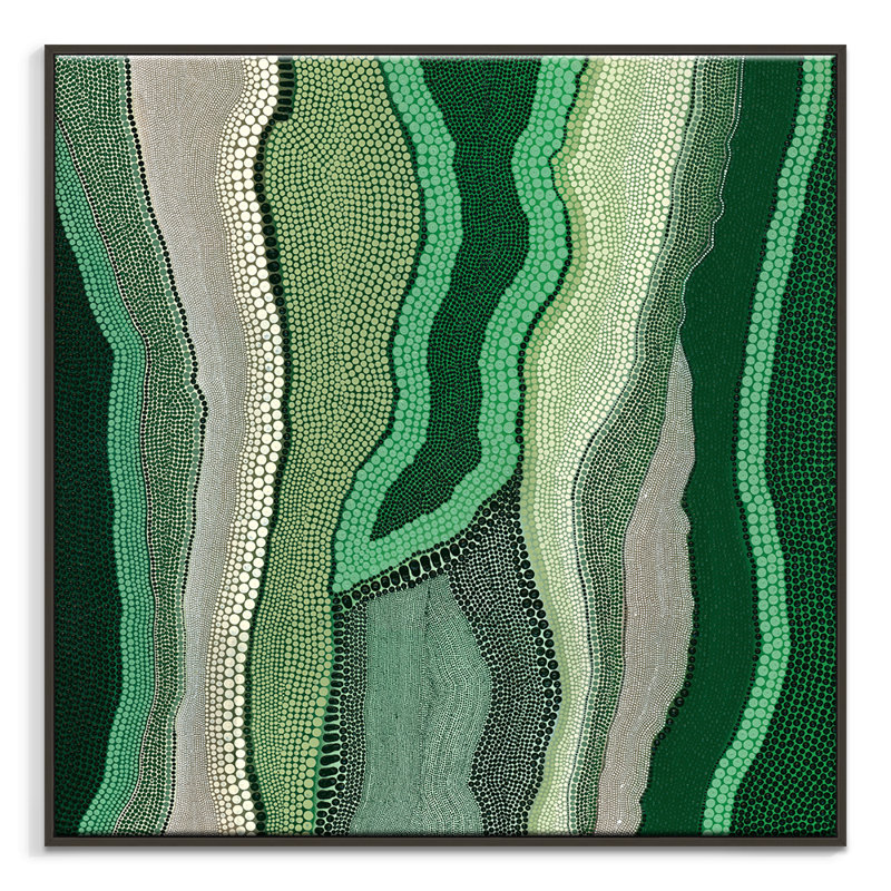 Yurrurru - Scrub by Kamilya Lowana White - Print, Black Floater Framed, 69cm H x 69cm W x 8cm D