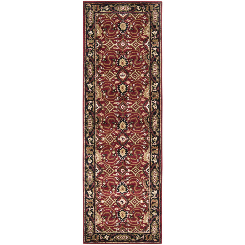 Graziani Oriental Hand-Tufted Wool Burgundy/Black Area Rug, Round 9'9"