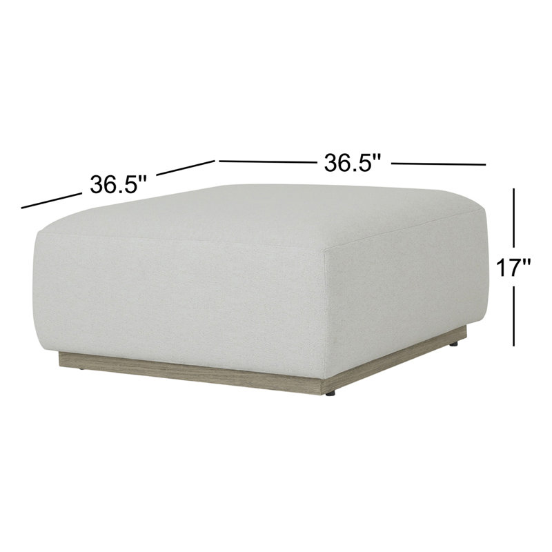 Lenox Modular Ottoman, White Polypropylene/Olefin, Light Brown