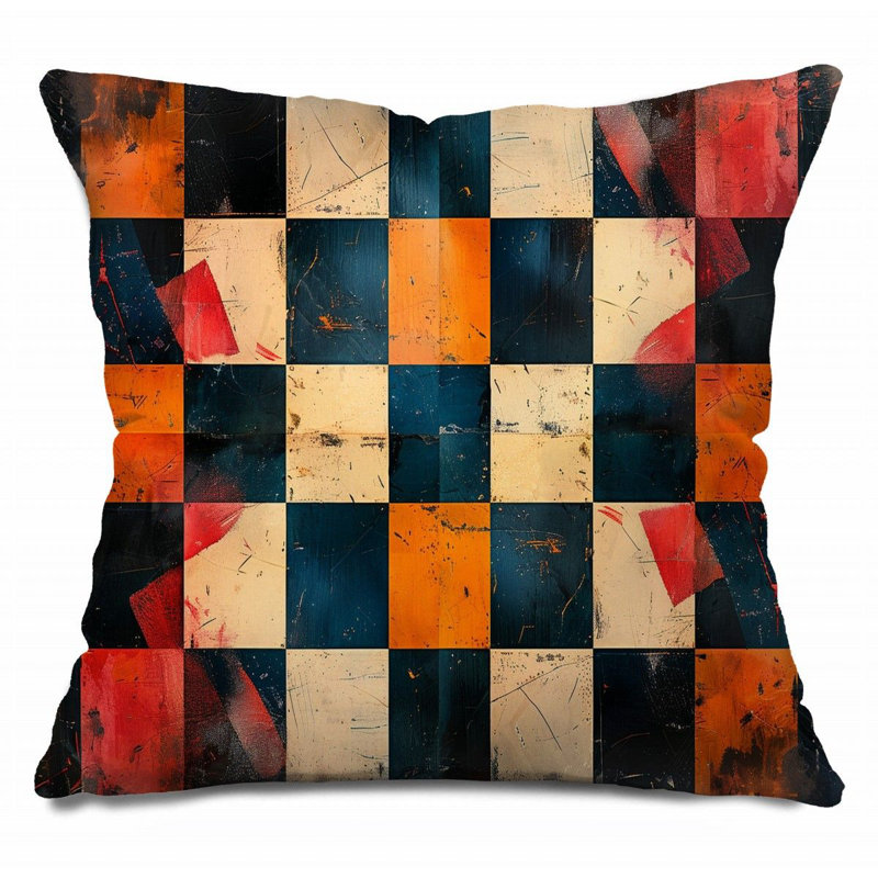 Coussin décoratif géométrique abstrait pour salle de bain, H 26 po x l 26 po