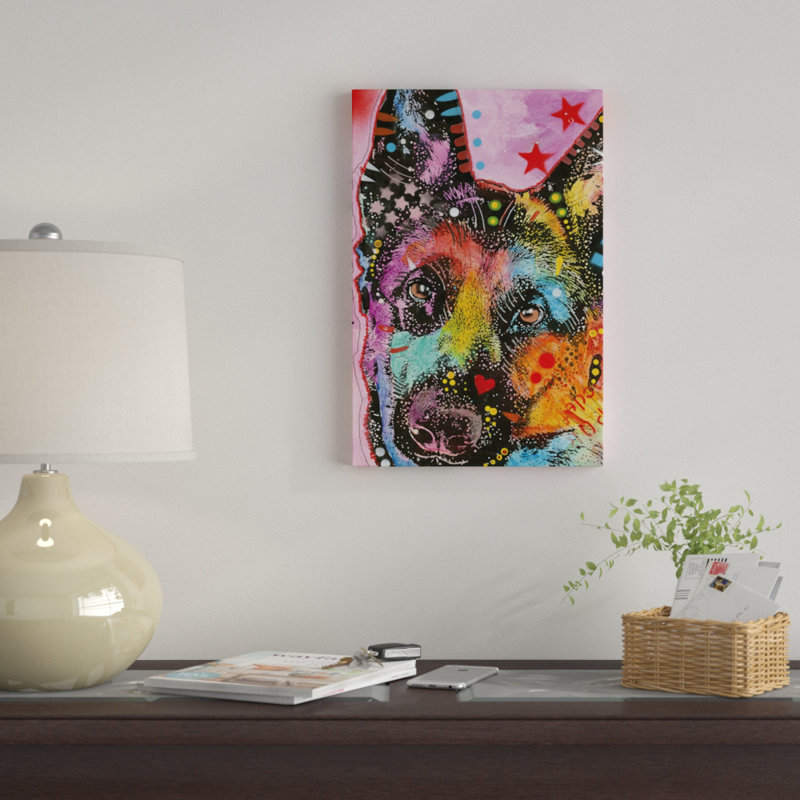 «German Shepherd II», impression sur toile, H 26 po x l 18 po x P 1,5 po, Toile avec cadre noir, Pas de tapis