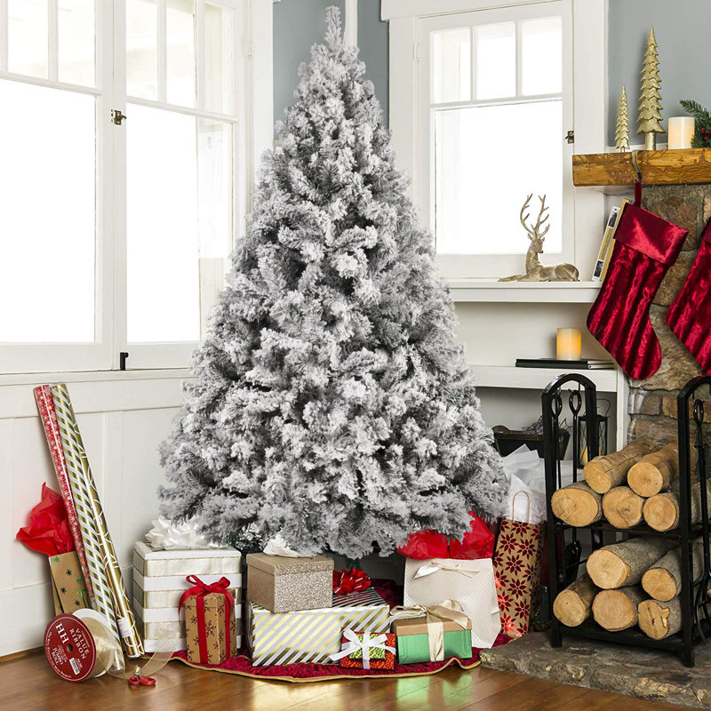 Sapin de Noël vert floqué / givré, 7.5'