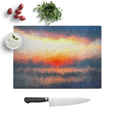 Tempered Glass Sunset in Long Beach California Chopping Board