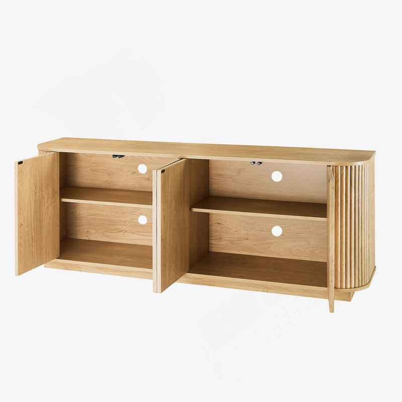 Sideboard Storage Cabinet TV Stand With Wave Pattern Buffet Cabinet Wooden Vertical Striped Cabinet For Kitchen/Bedroom/Entryway.