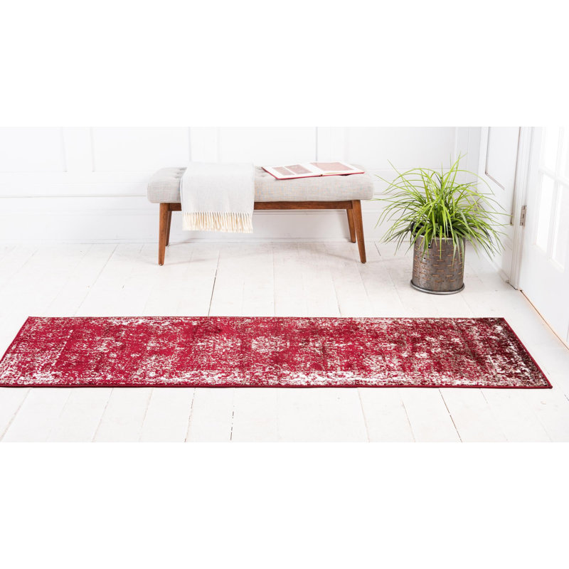 Tapis floral bourgogne Brandt, Tapis de couloir 2 pi x 9 pi 10 po