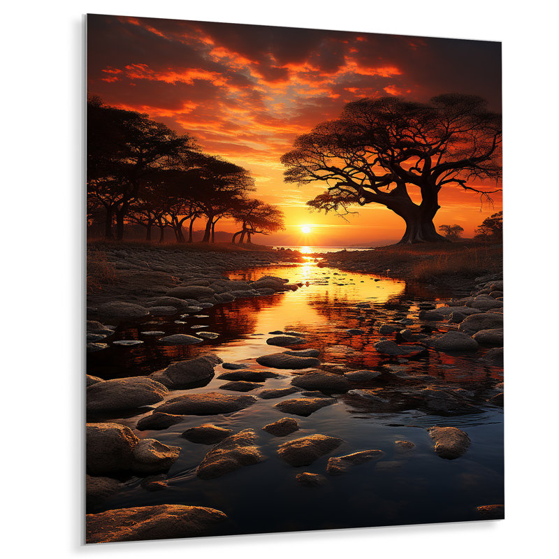 Réflexions de crépuscule africain - décoration murale en métal africain, H 20 po x l 12 po x P 1 po