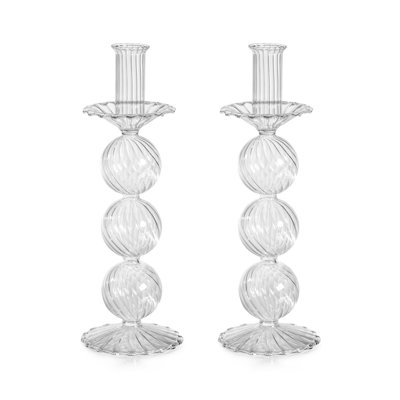 Ensemble de 2 bougeoirs en verre Adrienna Swirl