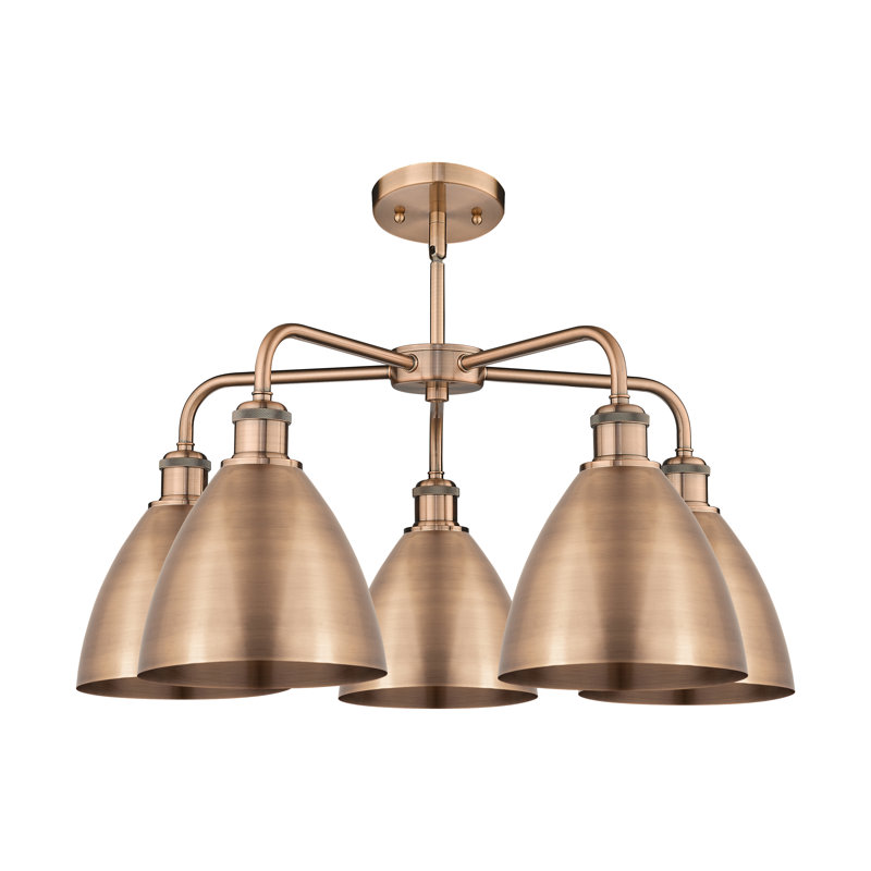 Lustre en dôme à 5 lumières Trickett, Cuivre antique, Cuivre antique