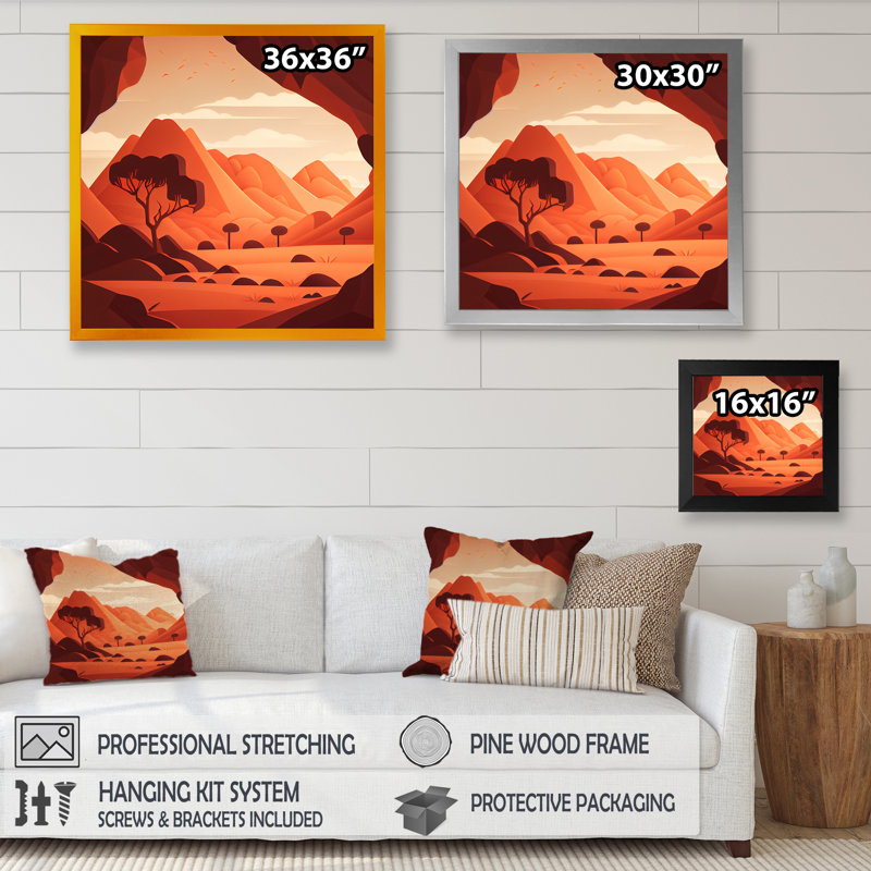 «Single Tree In Terra Cotta Mountains VI», reproduction sur toile, Cadre photo noir, H 16 po x l 16 po x P 1 po