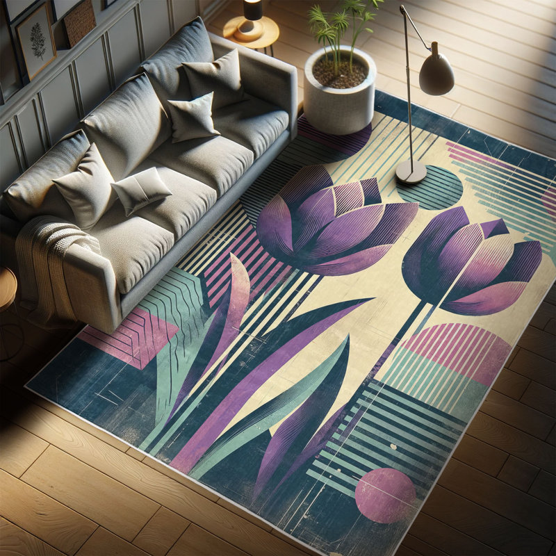 Machine Printed 114cm X 69cm Area Rug