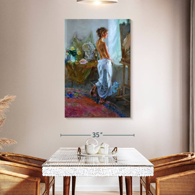Leisha à la fenêtre II, H 48 po x l 32 po
