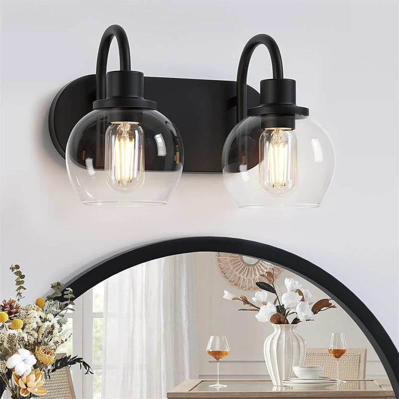 Lumière de meuble-lavabo à intensité variable, 2, Noir mat