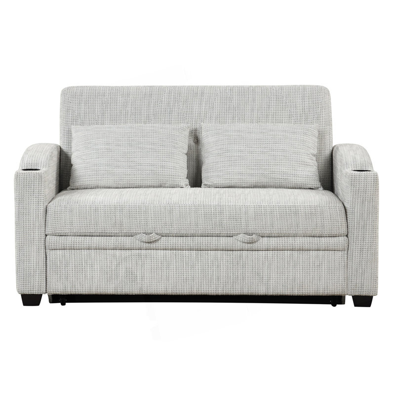 Canapé-lit escamotable, canapé-lit moderne convertible avec dossier ajustable, canapé confortable, Blanc + gris