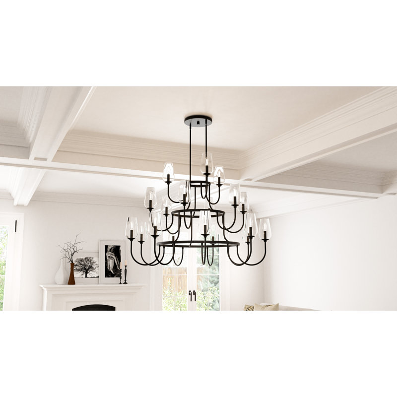 Lustre noir mat 18 lumières Viscount