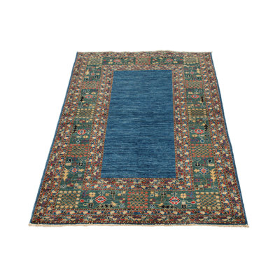 3x5 Navy and Green Traditional Rug