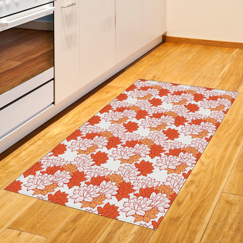Orange High Density Long Fiber Poly Threads Decorative Area Rug Carpet, Rectangle 2'7" x 5'